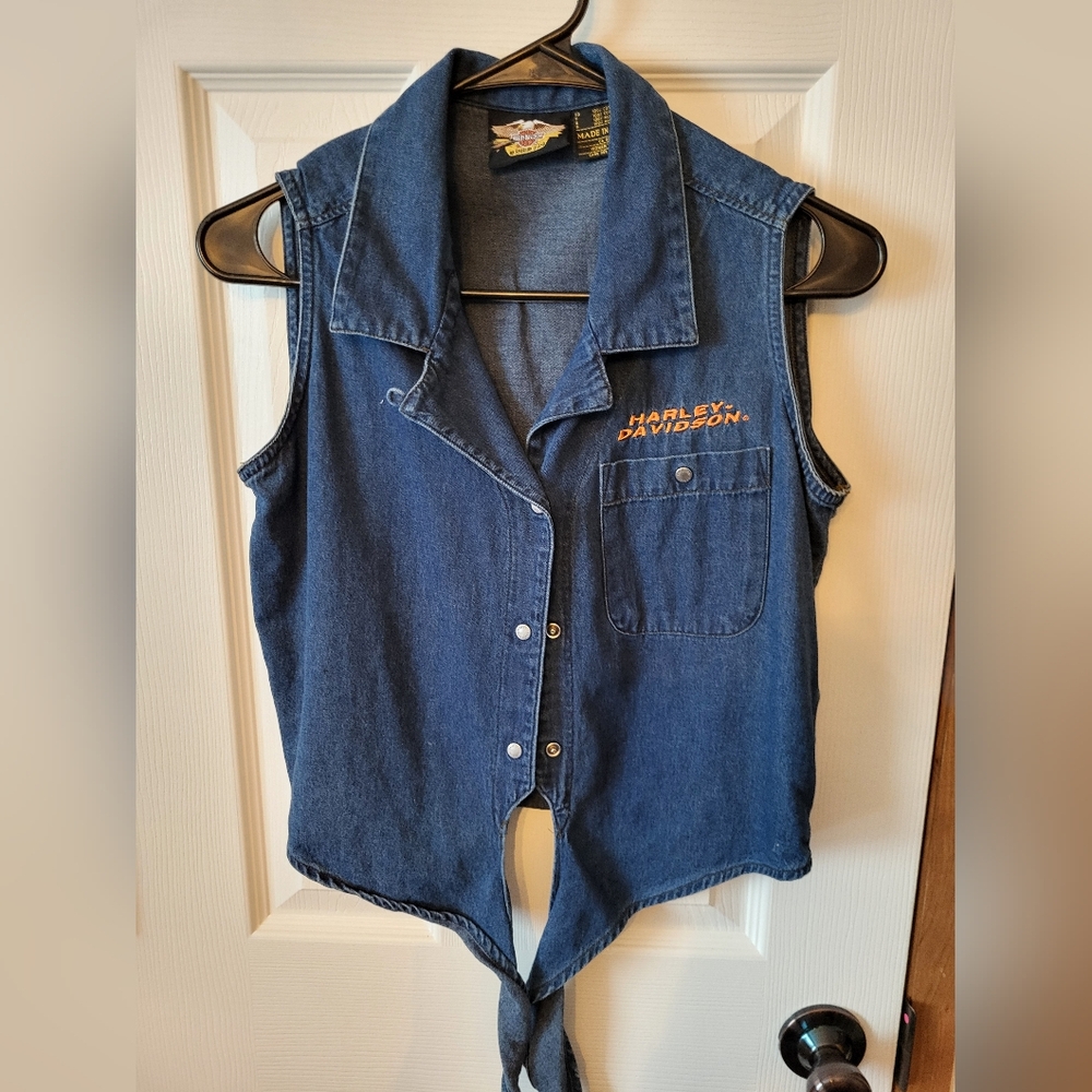 Harley Davidson denim crop top